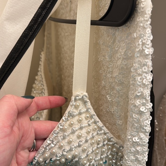 White Pearl Sequin Bustier Mermaid Sleeveless Jumpsuit 🌿 - Picture 12 of 12